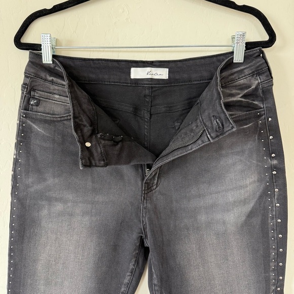 KanCan Hermione High Rise Studded Ankle Black Wash Frayed Hem Jeans Size 15/31 - Picture 5 of 9